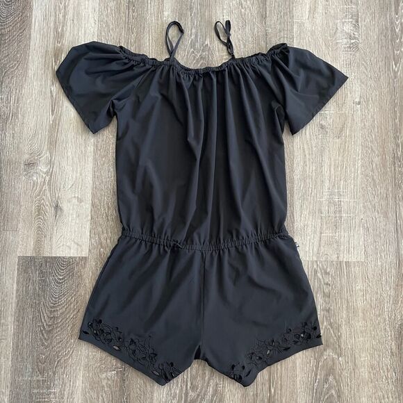 Fabletics Black Off the Shoulder Romper - Size: Small - Picture 6 of 7
